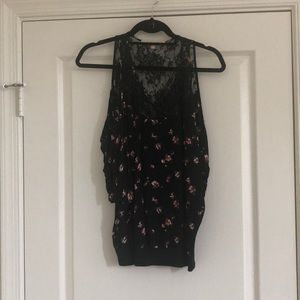 Cold shoulder floral shirt
